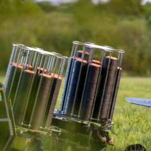 Two loaded shooting clay machines ready to go, OK Corral, outdoor gun range, south Florida, central Florida