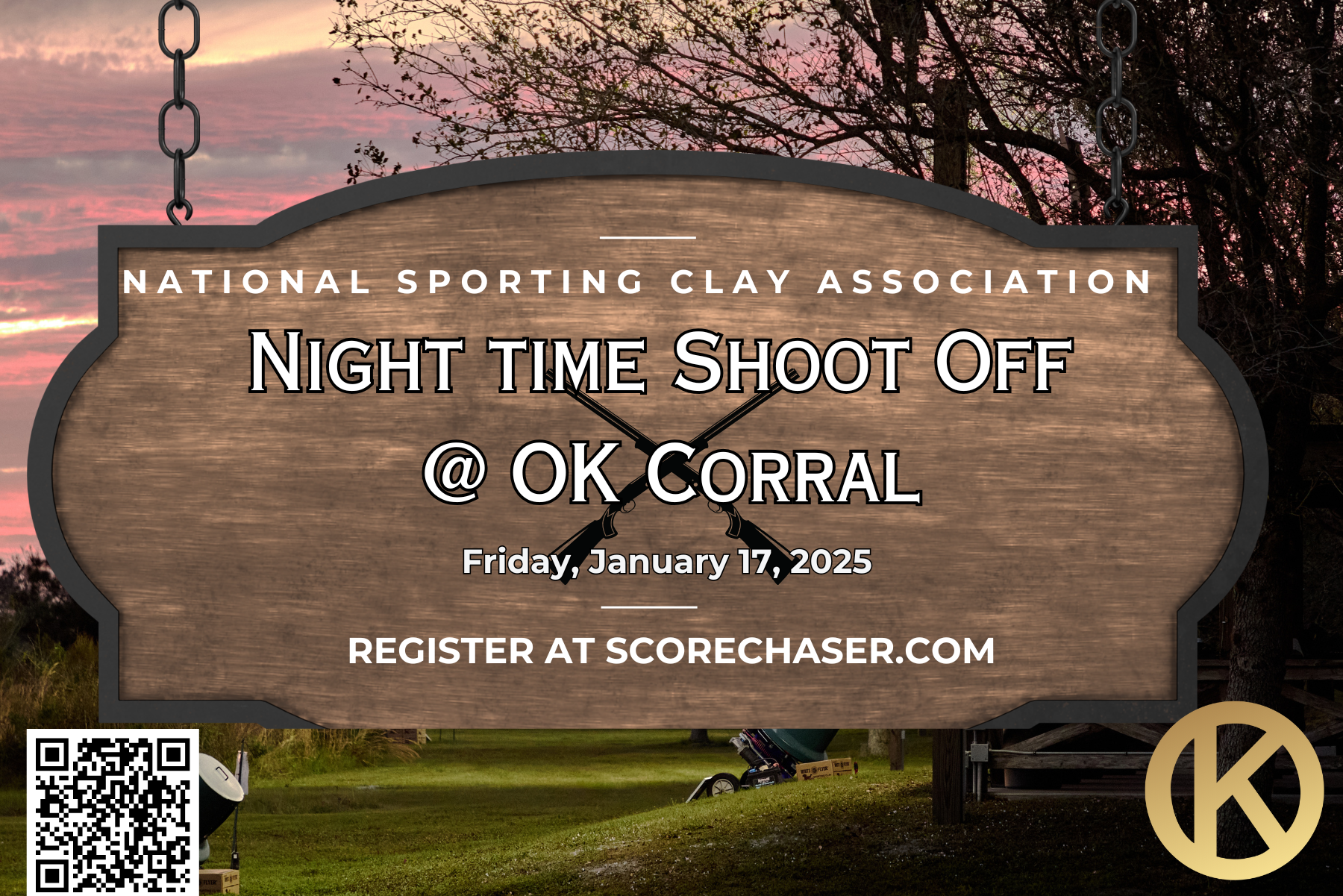 National Sporting Clay Association, Night Time Shoot Off at Ok Corral, Friday, January 17, 2025, Register at Scorechaser.com